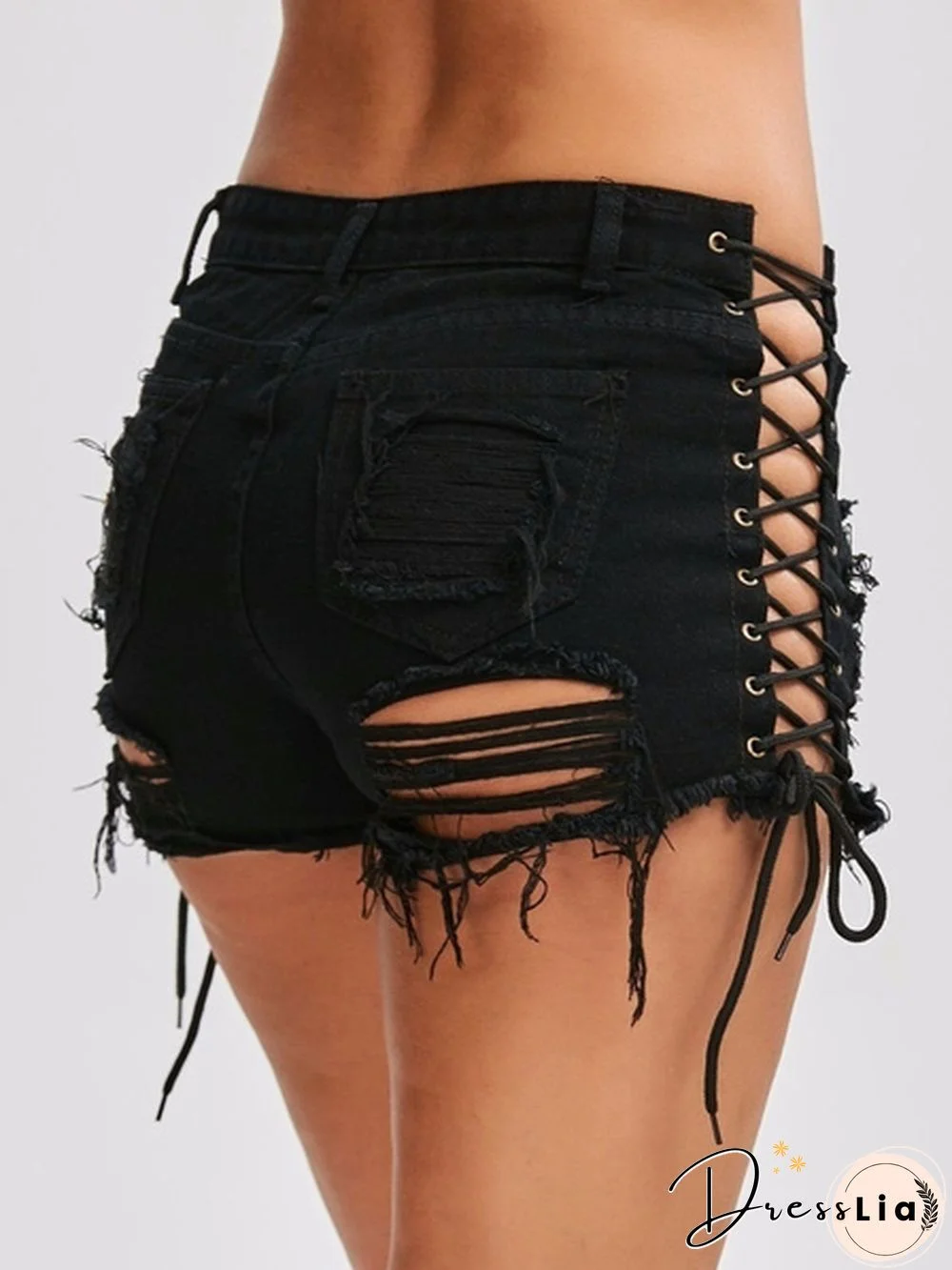 Sexy Summer Women Denim Shorts Blue High Waist Ripped Short Jeans Femme Tassel Lace Up Bandage Shorts