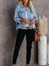 Casual loose hem short denim coat