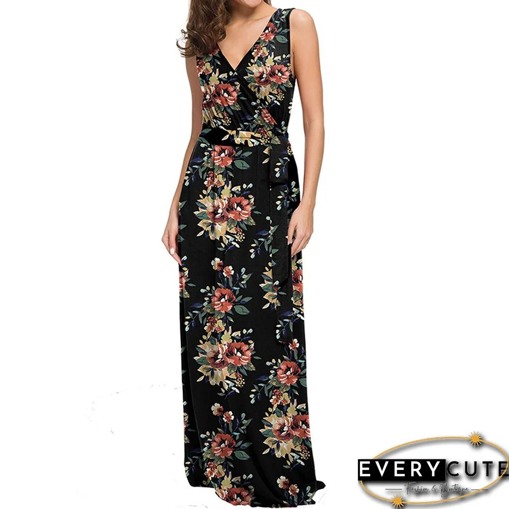 Multicolor Floral Print Summer Maxi Dress