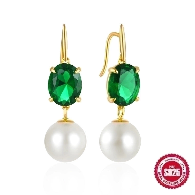 1 Pair 925 Sterling Silver Geometric Oval Drop Earrings