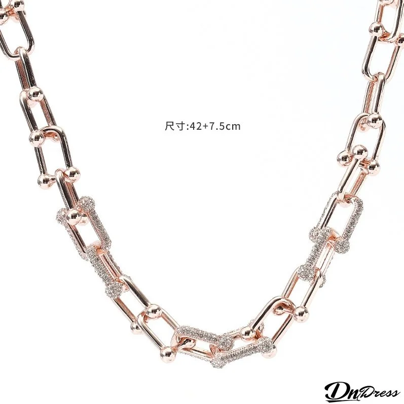 Women Diamond Necklace Geometric Vintage Chain