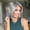 Silver Gray Fluffy Shouder Length Wave Elegant Wig