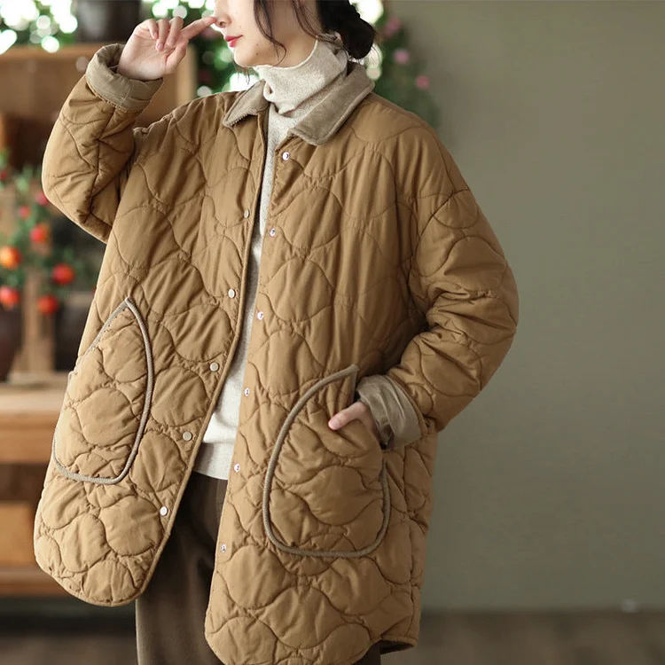 Retro Cotton Thickened Mid-Length Quilted Jacket