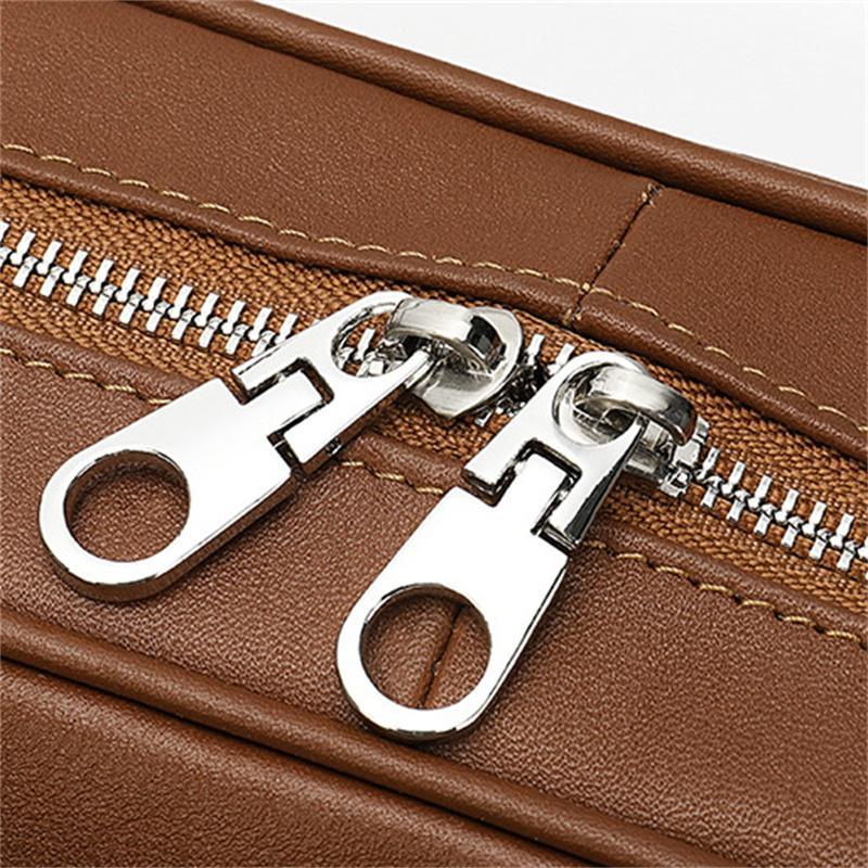 Leather Business Retro Large-Capacity Briefcase 14 Inch Computer Handbag