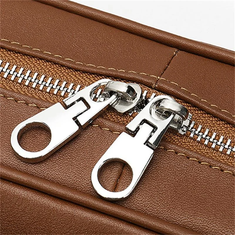 Leather Business Retro Large-Capacity Briefcase 14 Inch Computer Handbag