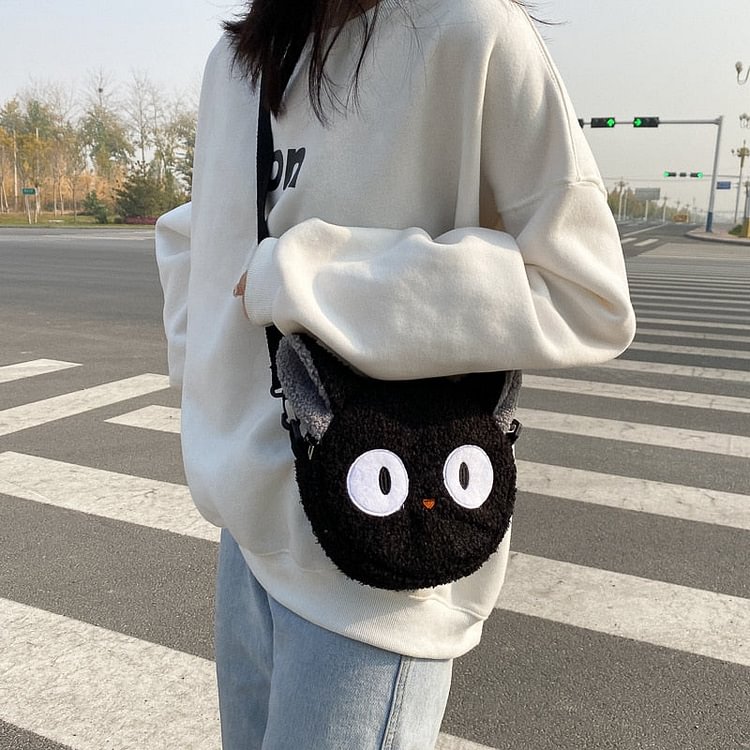 Black/Brown/White Japanese Style Kawaii Cartoon Plush Shoulder Bag BE560