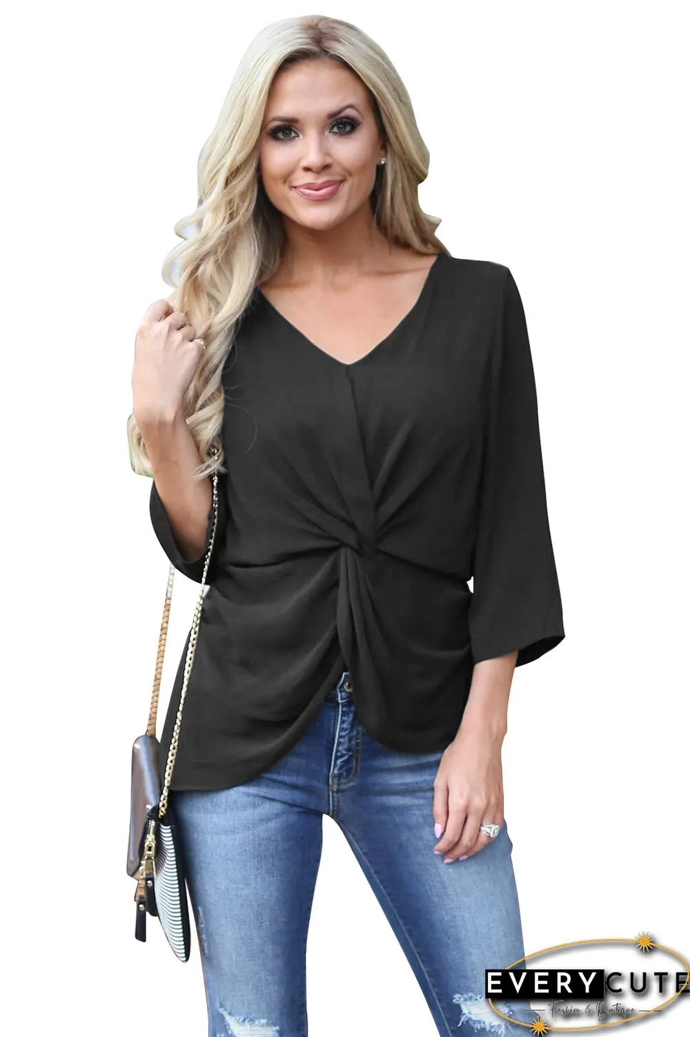 Black On The Daily Twist Front Top