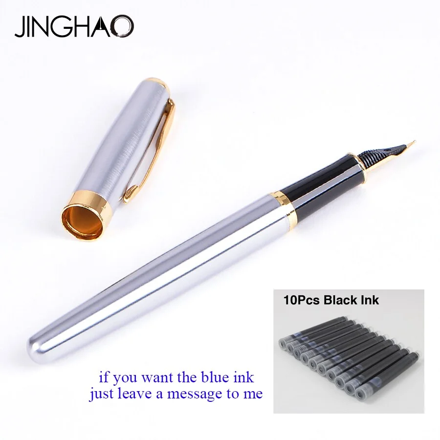 High Quality Metal Black Fountain Pen F nib Luxury ink Pens School & Office Supplies stationery Elegant Pens For writing Gift