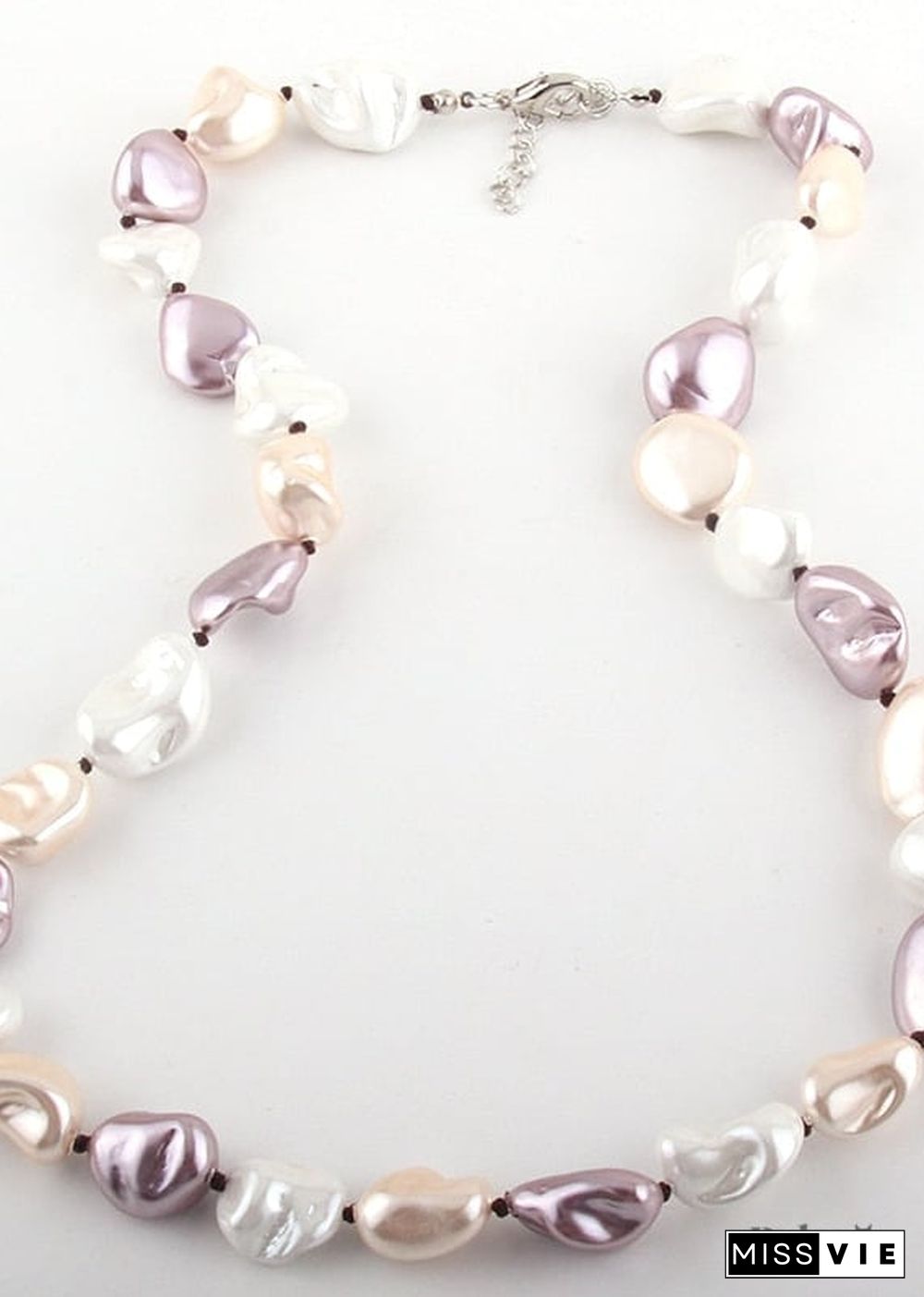 Boho Necklace, RH Big Pearl Shell White Pink Necklaces