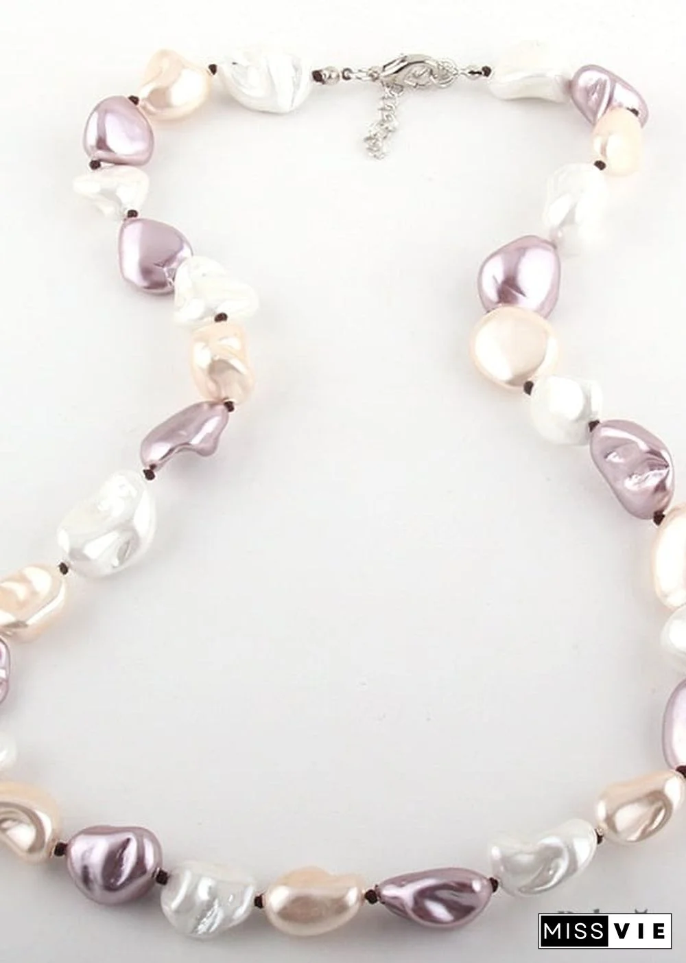Boho Necklace, RH Big Pearl Shell White Pink Necklaces