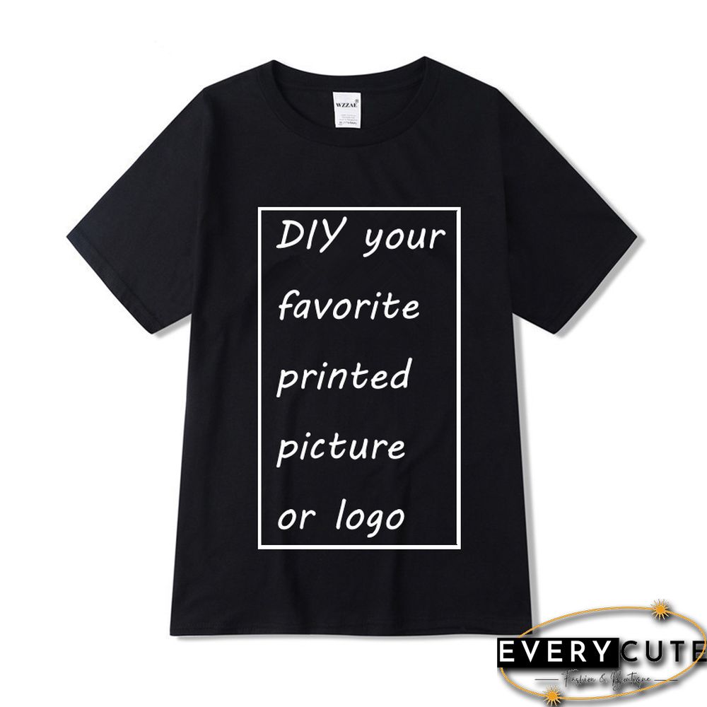 Customized Printed Leisure T Shirt Harajuku Women Tee DIY Your Like Photo Or Logo White T-shirt Fashion CustomShirt