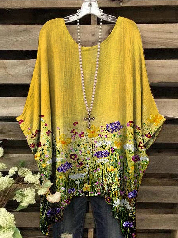 Women's Floral Print Vintage Casual Top