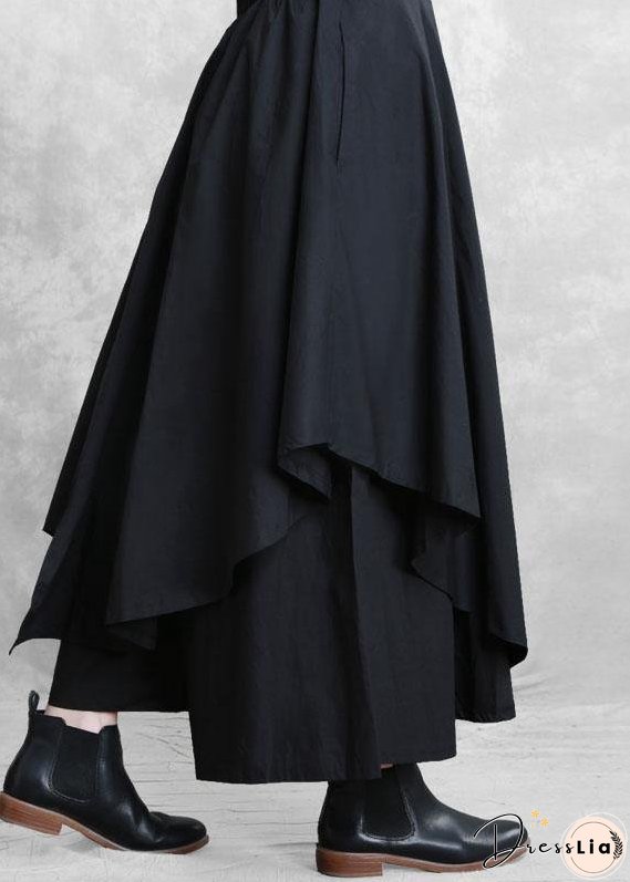 Vintage Black Fashion Casual Asymmetrical Design Fall Wide Leg Pants