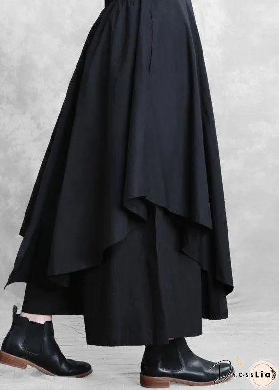 Vintage Black Fashion Casual Asymmetrical Design Fall Wide Leg Pants