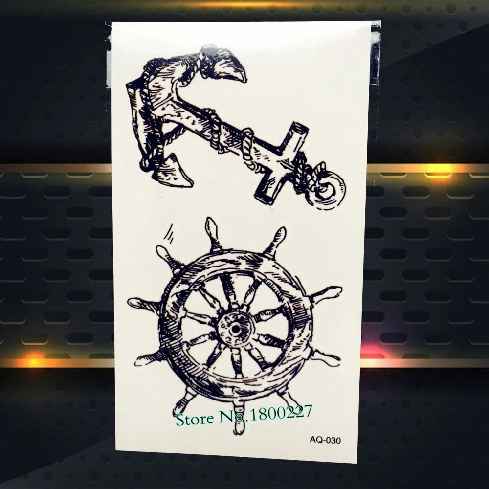 25 Style Harajuku Men Anchor Temporary Tattoo Waterproof Children Temporary Tattoo Stickers Pirates Of The Caribbean Compass
