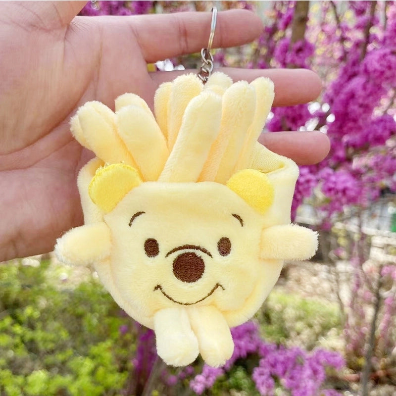 3 Pieces Cute Novelty Toast Hamburger Hot Dog Pp Cotton Plush Unisex Bag Pendant Keychain