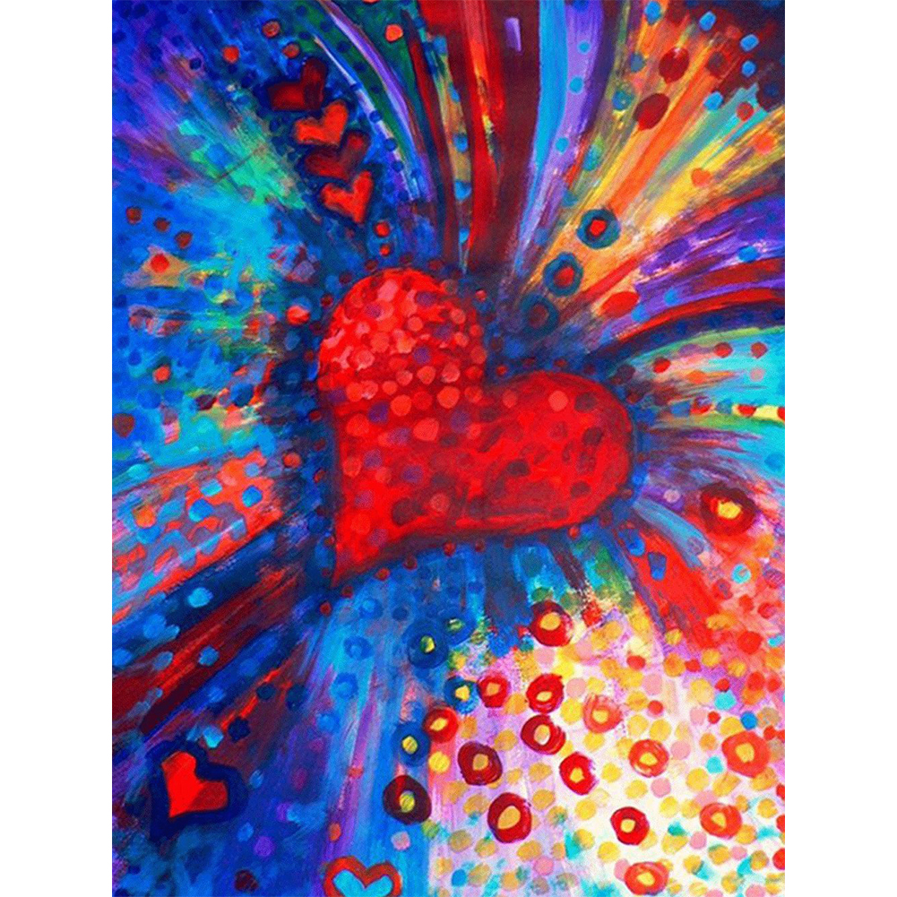 

30*40CM - Round Drill Diamond Painting - Color Love Heart, 501 Original