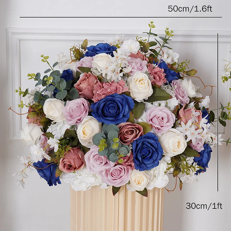 A7834 Blue Pink Flower Row Decor Wedding Backdop Horn Arch Table Centerpieces Ball