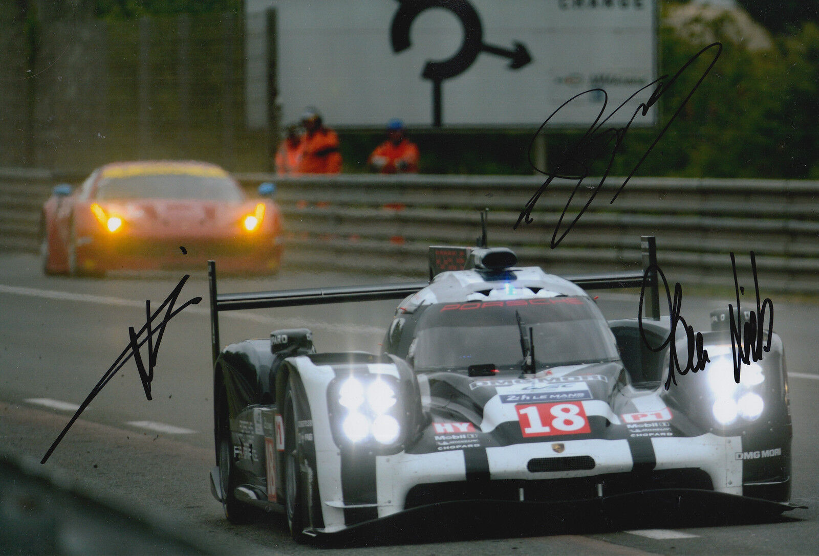 Dumas, Jani, Lieb Hand Signed Black Porsche 919 Photo Poster painting 12x8 Le Mans 4.