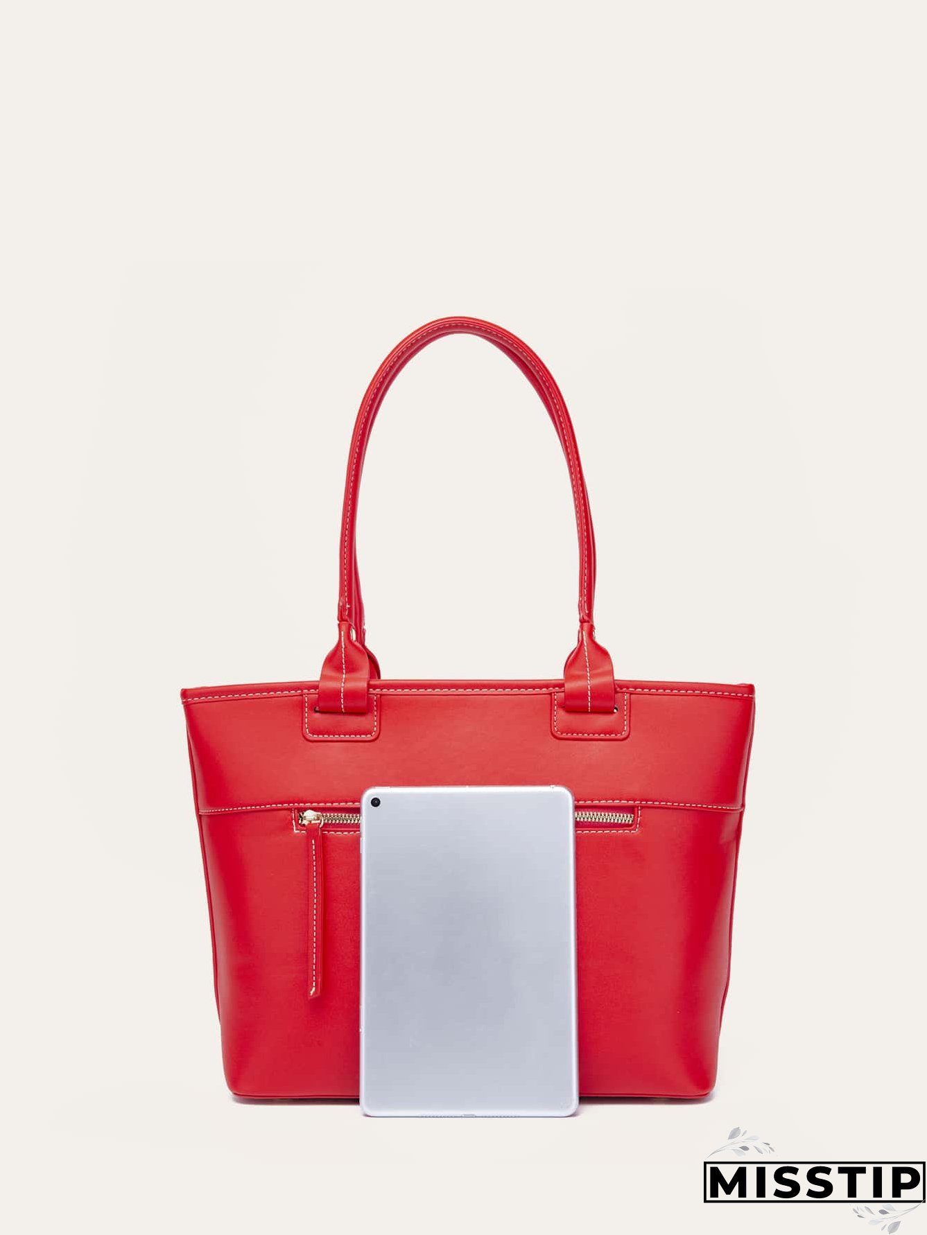 Patch Detail Shoulder Tote Bag