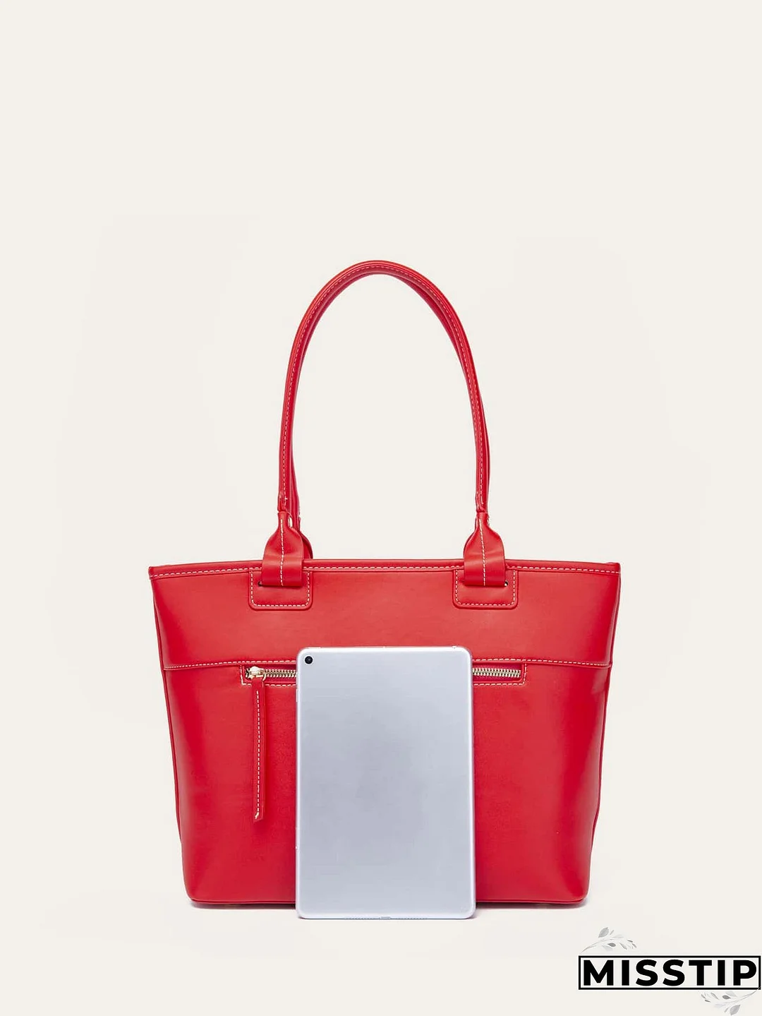 Patch Detail Shoulder Tote Bag