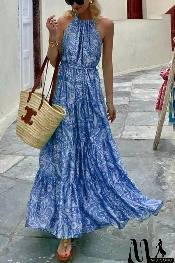 MidiSono - Floral Halter Maxi Dress