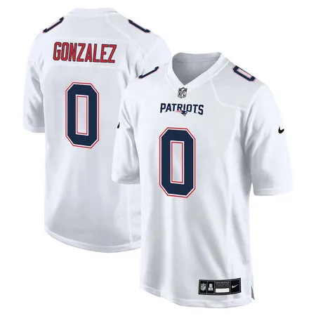 Men's New England Patriots #0 Christian Gonzalez Tundra White Fashion Game Jersey