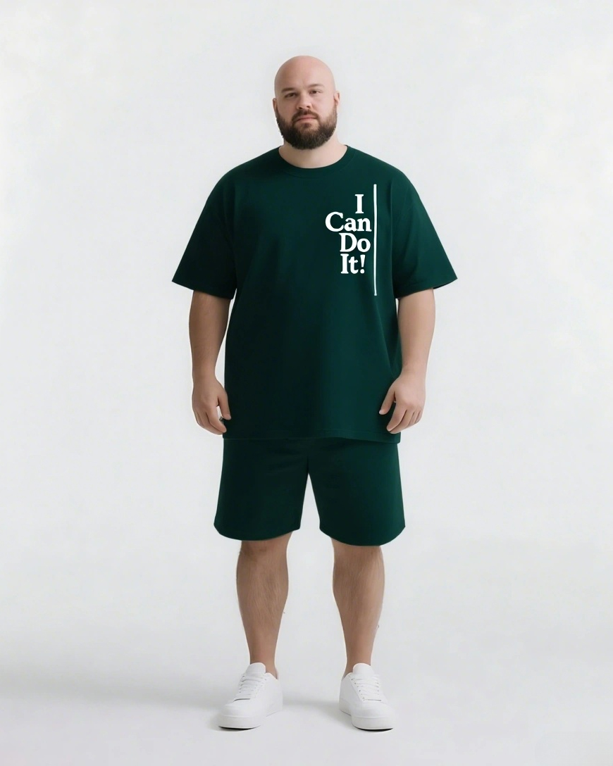 No Matter What You Can Do It Big & Tall Men's Simple Lettering T-shirt 2-Piece Set