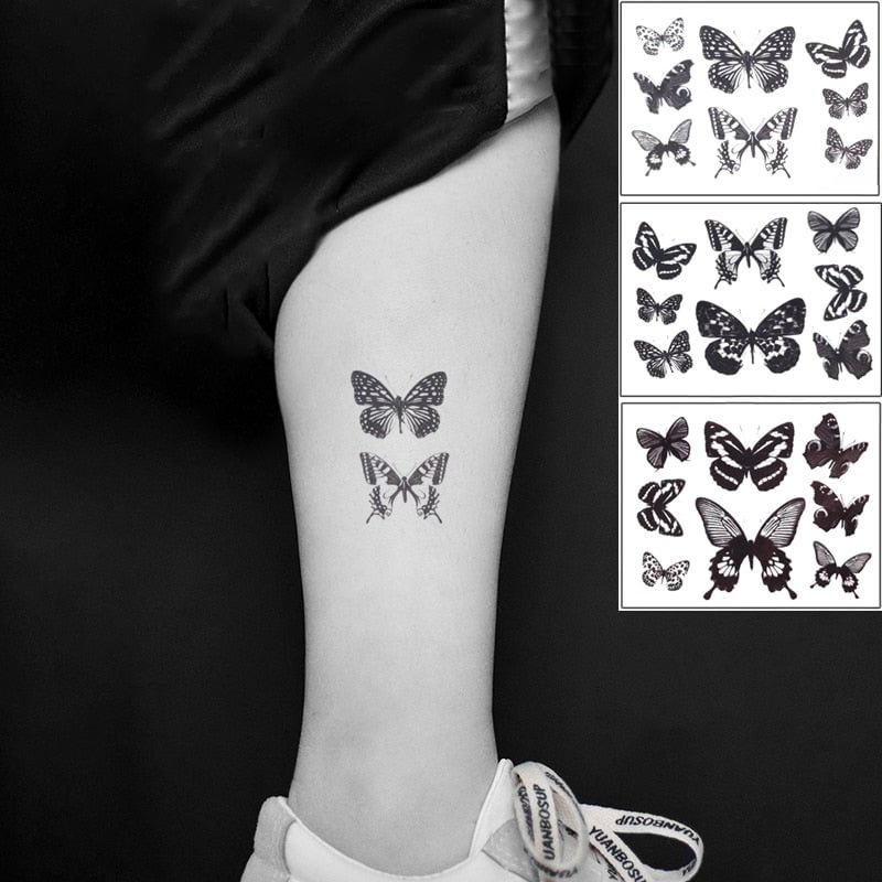Waterproof Temporary Tattoo Sticker Butterfly Fake Tatto Flash Tatoo leg Arm hand foot tatouage for Girl Women lady
