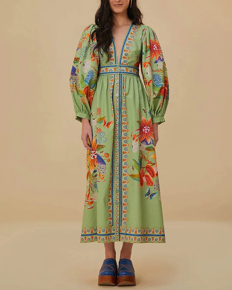Women's Fashion Printed Loose Long Sleeve Dress