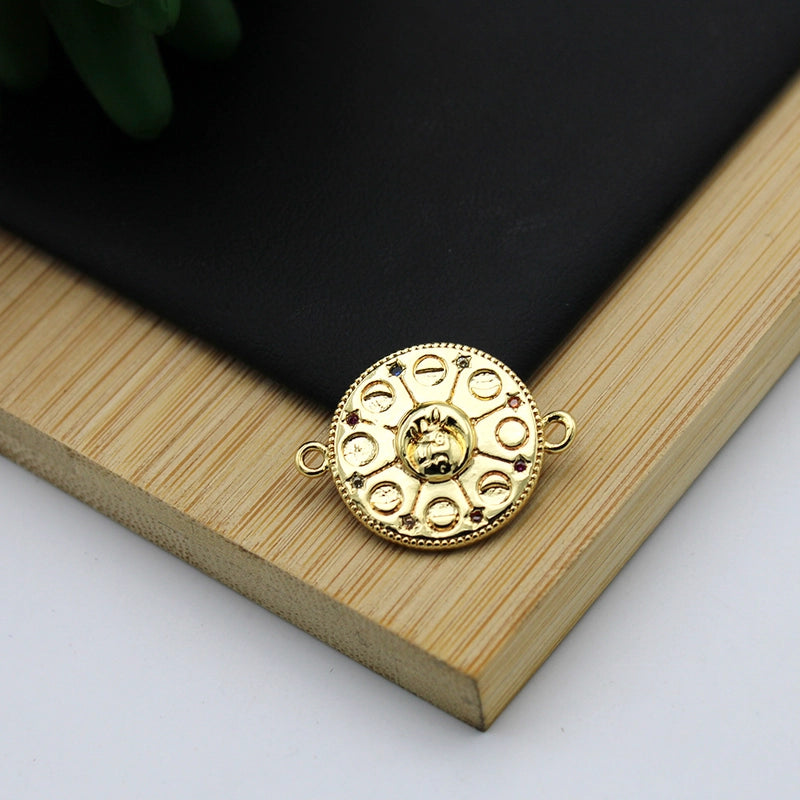 1 Piece Copper Star Moon Hand Of Fatima Pendant