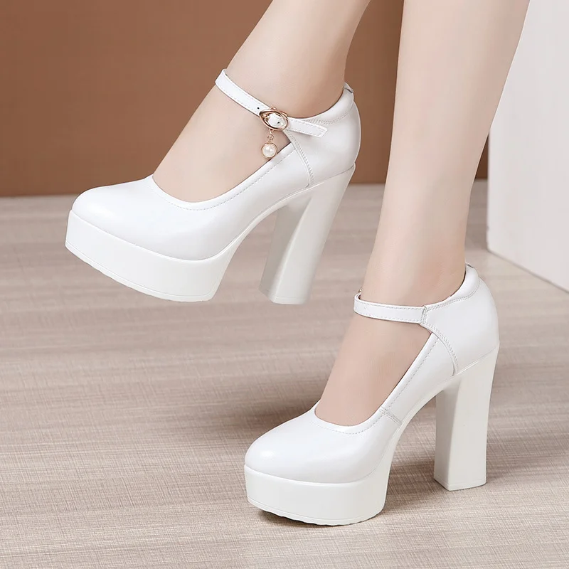 Yyvonne Ultra-High Heels Catwalk High Heels Women's Thick Heels Thick-Soled Waterproof Platform Round Head Large Size Cheongsam Show Shoes