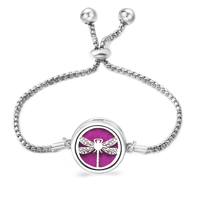 Fashion Angel Wings Aromatherapy Pendant Bracelet Essential Oil Diffuser Stainless Steel Bracelet Adjustable Women Simple