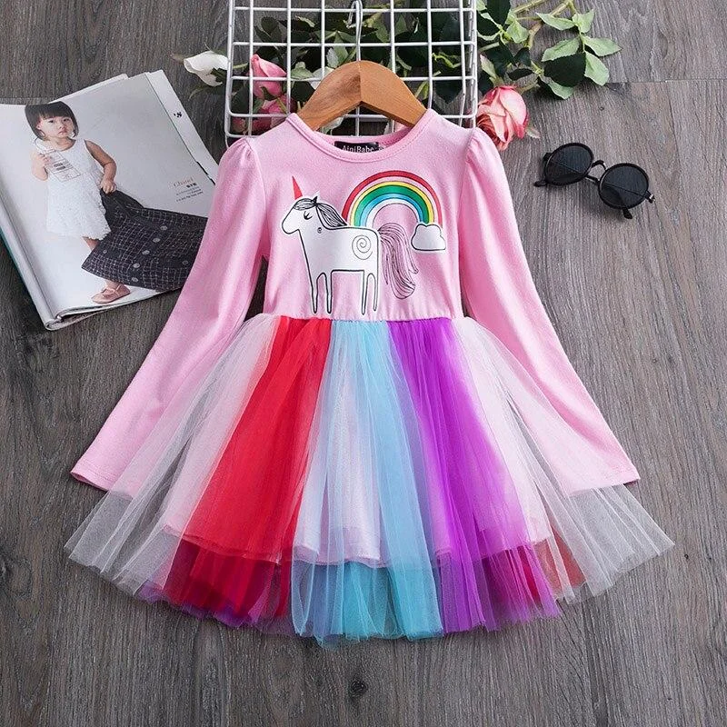 Kids Dresses For Girls Princess Costume Long Sleeve Sleeve Kids Dress Unicorn Party Girls Dresses Christmas Dress 3-8Y Vestido