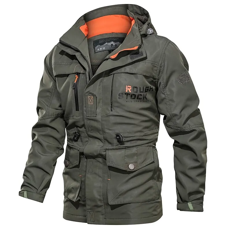 rogoman men's outdoor hoodie down jacket thermal warm windproof