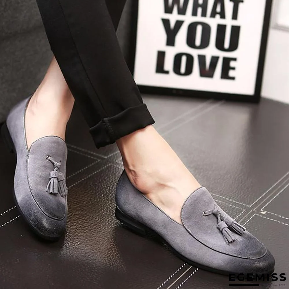 Men's Summer Daily Loafers & Slip-Ons Cowhide Dark Grey / Black / Yellow | EGEMISS