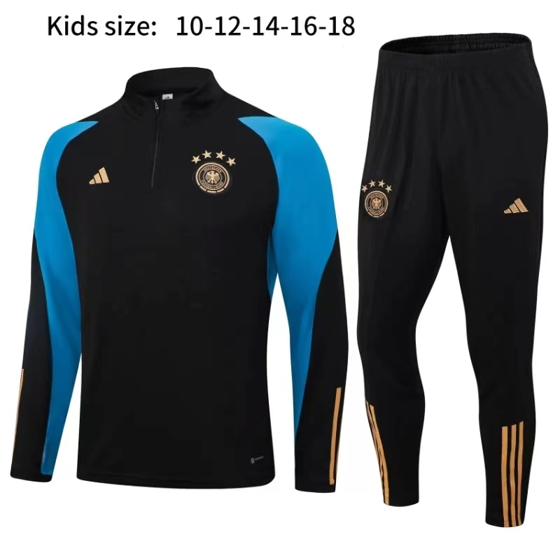 23-24 Kids Germany Half Zipper Long Sleeved Black Training Suit