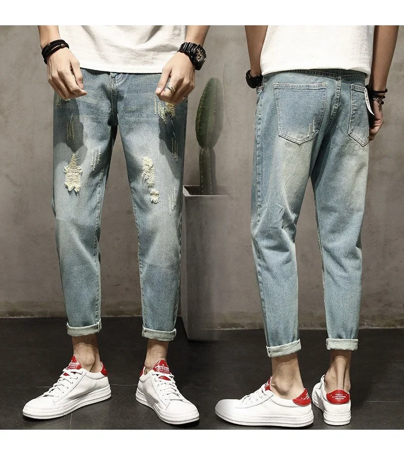 Men Fashion Ripped Casual Pencil Jeans XXS-2XL