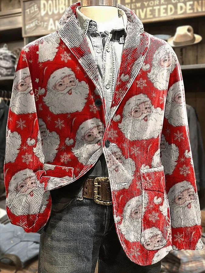 Men's Christmas Art Design Print Casual Coat 