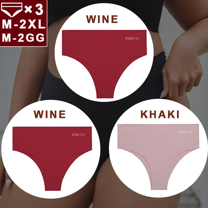 FINETOO 3PCS/Set Women Seamless Underwear Panties Ice Silk Lingerie Female Briefs Plus Size M-2XL Sexy Girls Breathable Pantys
