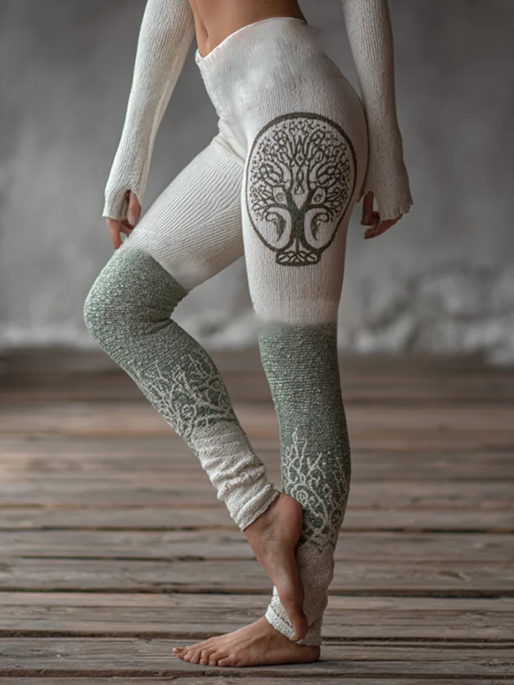 Viking Style Life Tree Mint Green Leggings