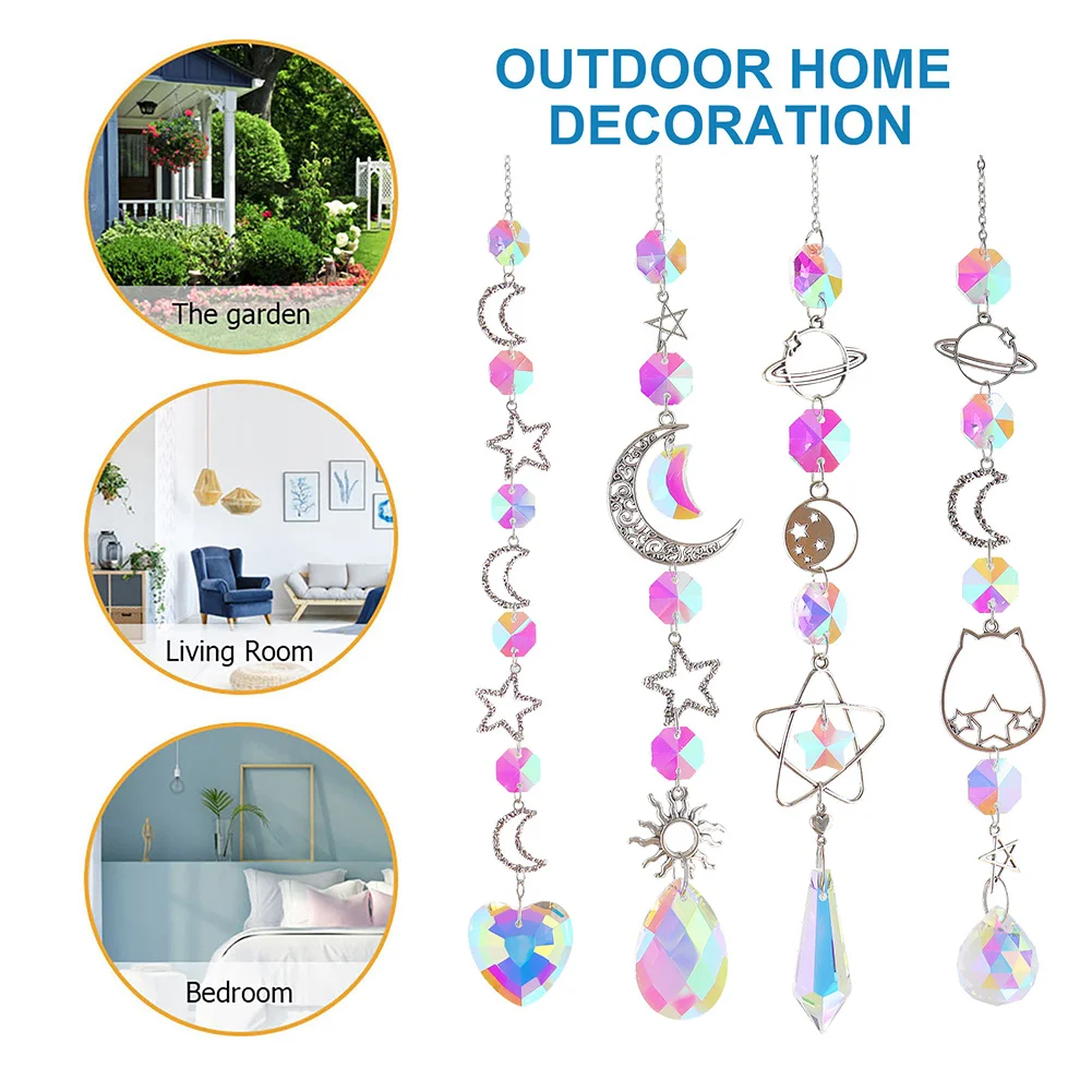 Crystal Wind Chime Prism Catchers Hanging Ornament Curtain Garden Pendant