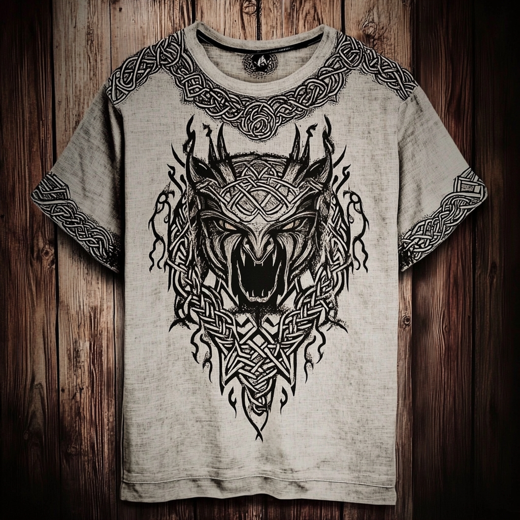 Men's Viking Tribal Nordic Odin Totem Celtic Knot Print T-shirt