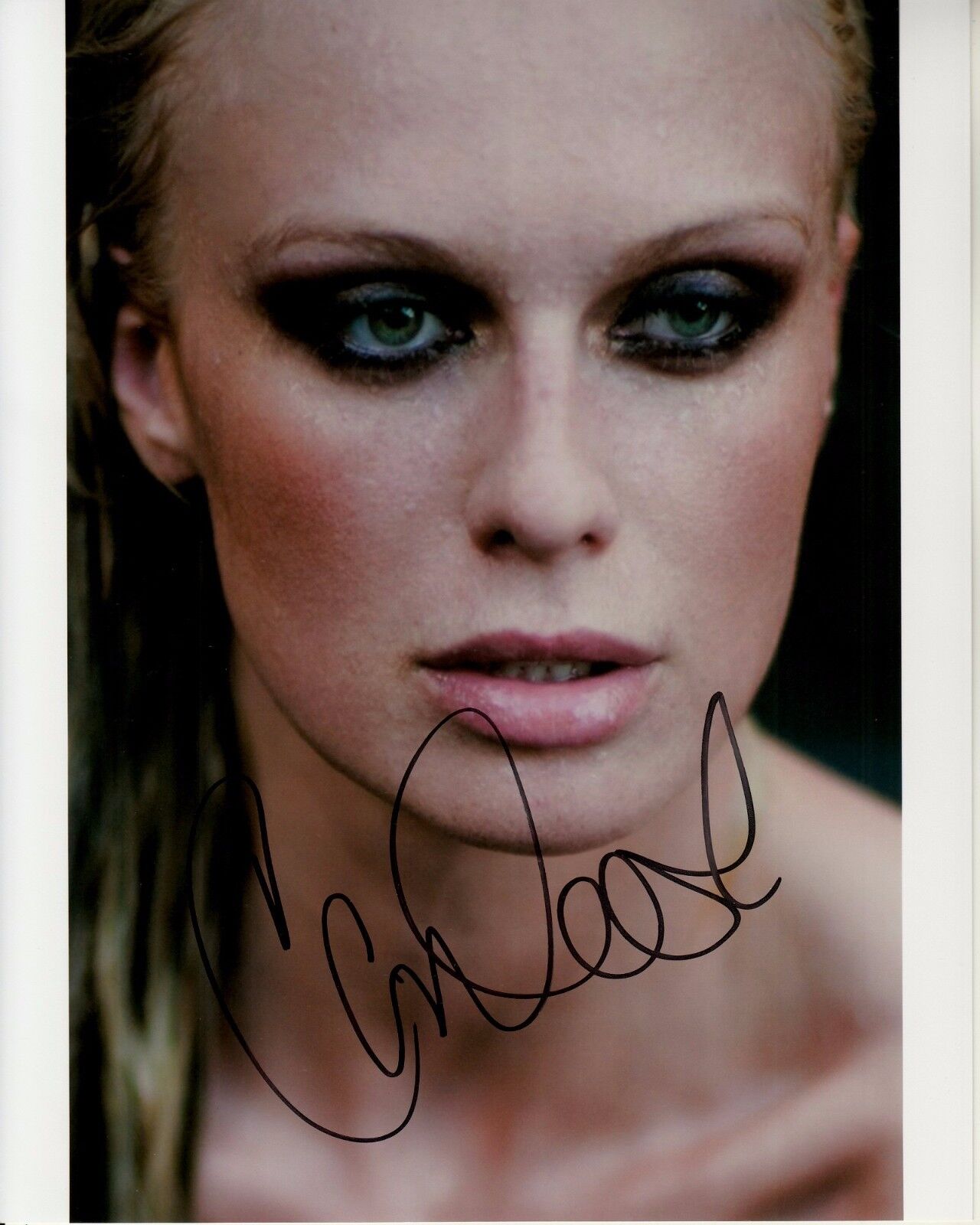 CariDEE ENGLISH hand-signed SEXY WET 8x10 COLOR CLOSEUP authentic w/ UACC RD COA