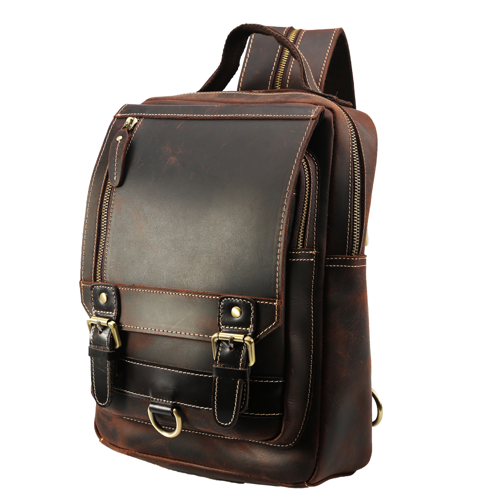 Mens Small Convertible Leather Backpack Vintage – 600store