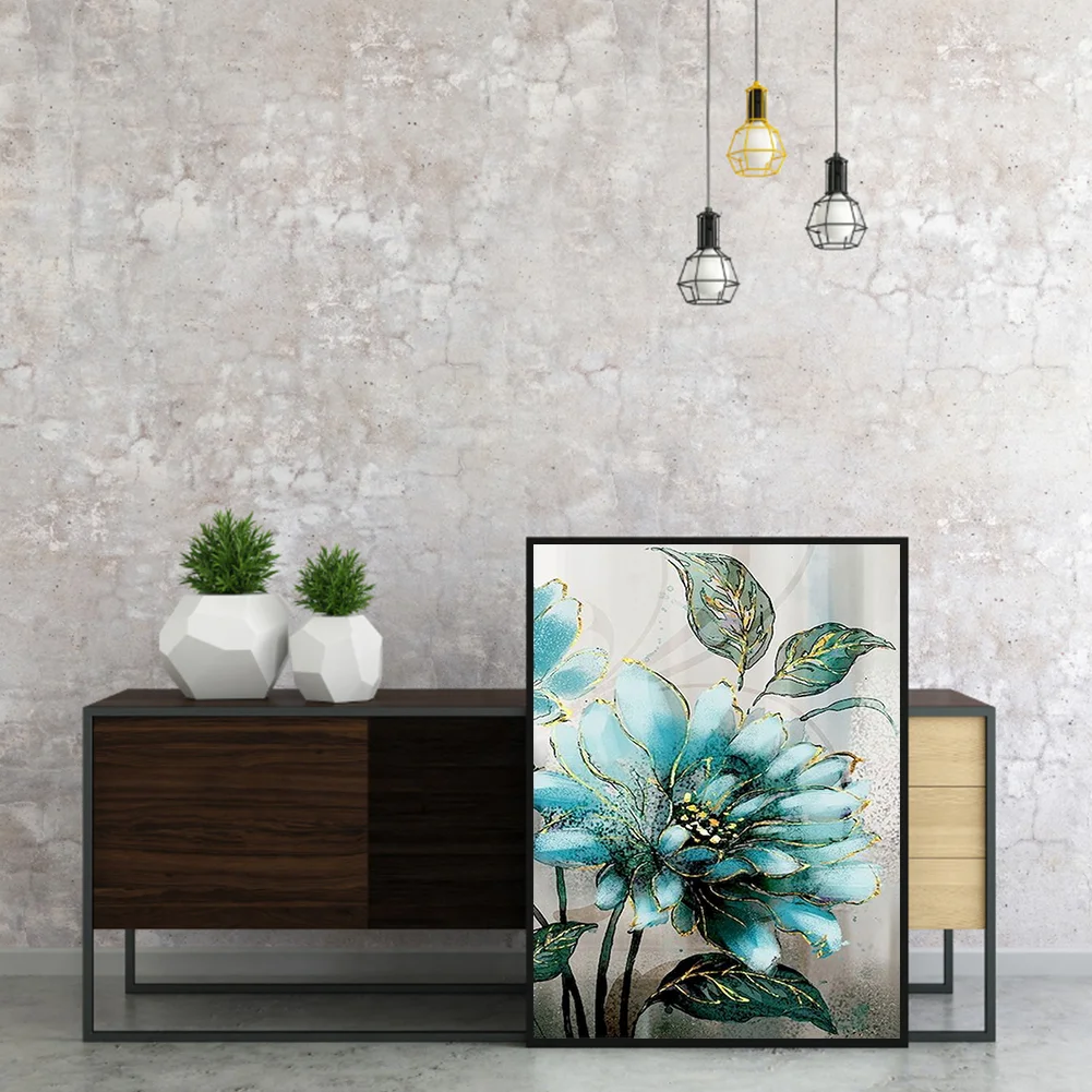 11CT Full Stamped Cross Stitch - Blue flower(Canvas|40*50CM)