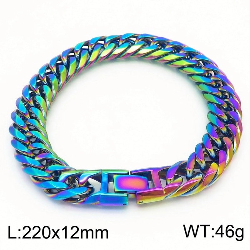 Hip-Hop Solid Color Titanium Steel Plating 18K Gold Plated Men’s Bracelets