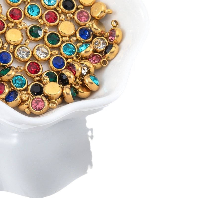 20 PCS/Package Diameter 6 Mm Plastic Resin Zircon Geometric Pendant