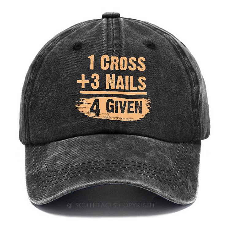1 Cross 3 Nails 4 Given Forgiven Christian Hats socialshop