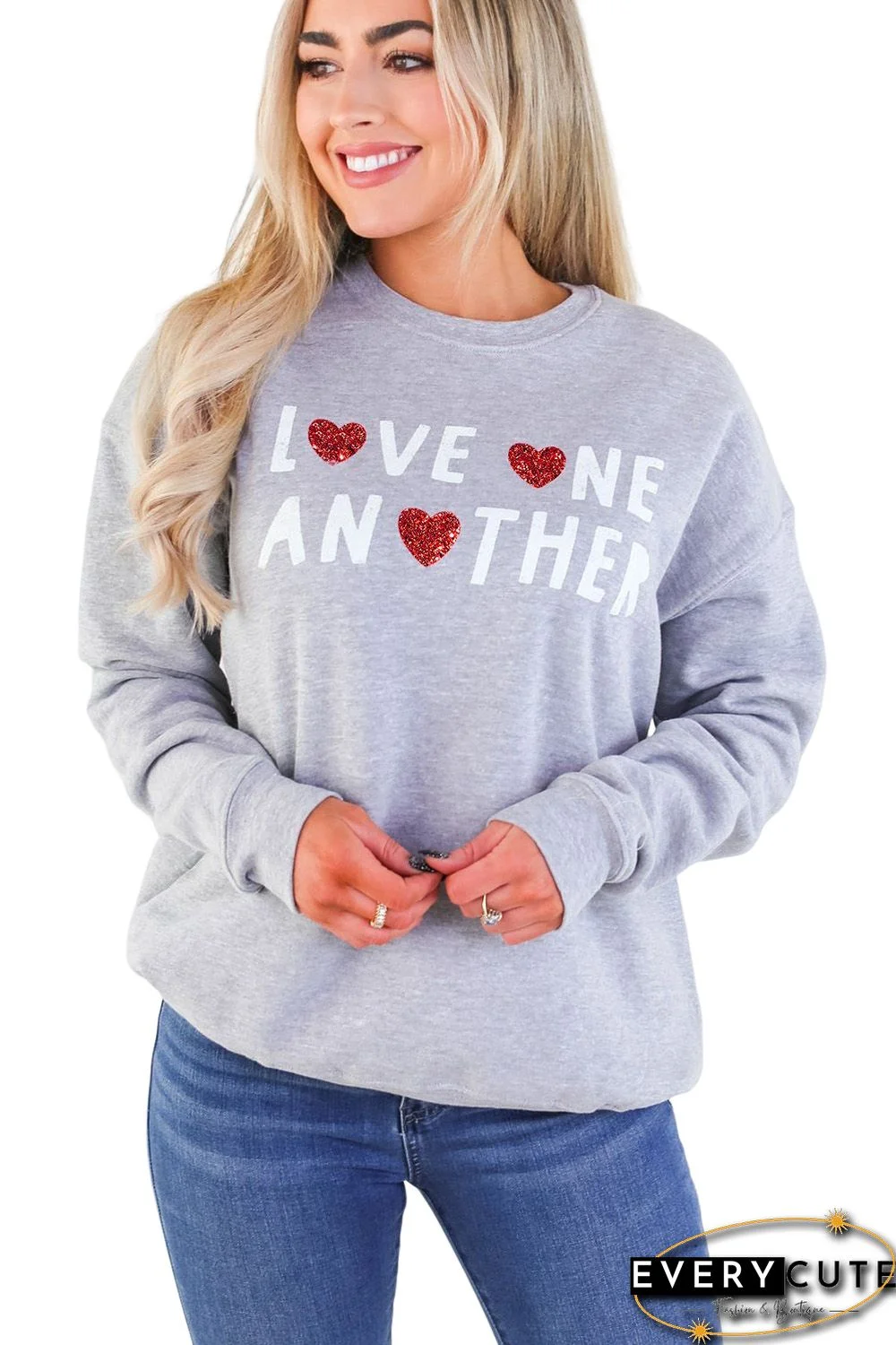 Gray LOVE ONE ANOTHER Valentine's Day Sweatshirt